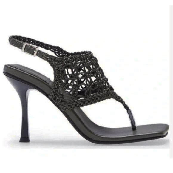 JEFFREY CAMPBELL Millenia Slingback SANDALS Size 8.5 Square Toe Heels Black NEW - Picture 3 of 10